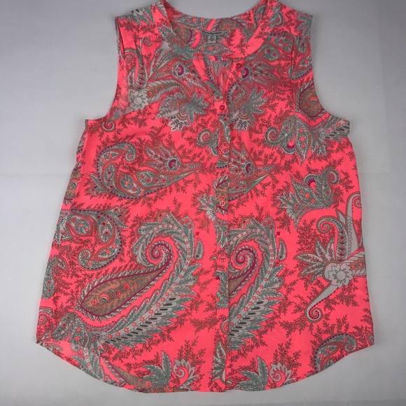 American Eagle Outfitters Tops - American Eagle Neon Pink Paisley Sleeveless S/P